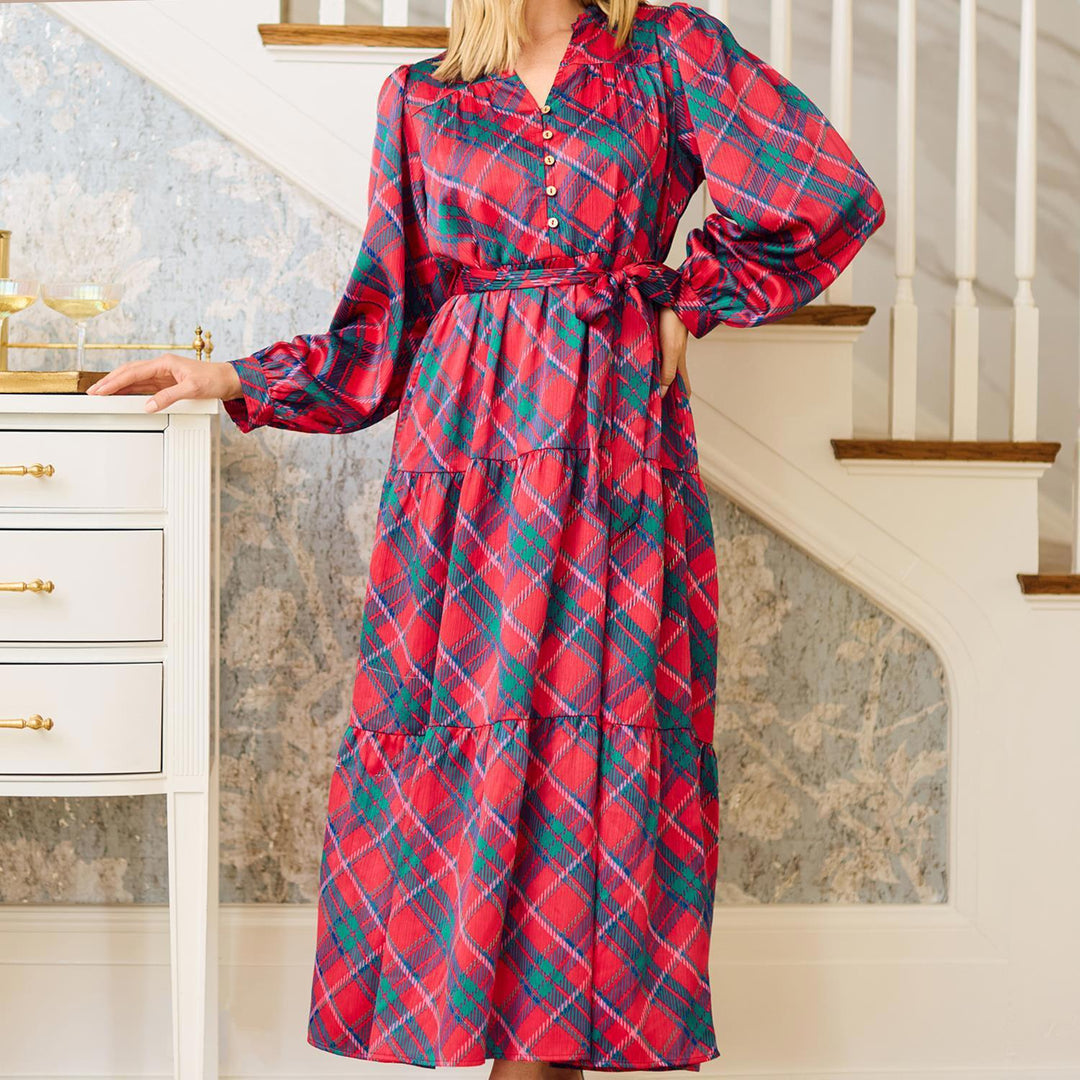Dress Gracelyn Plaid Abt Yu Pnk PK S-L