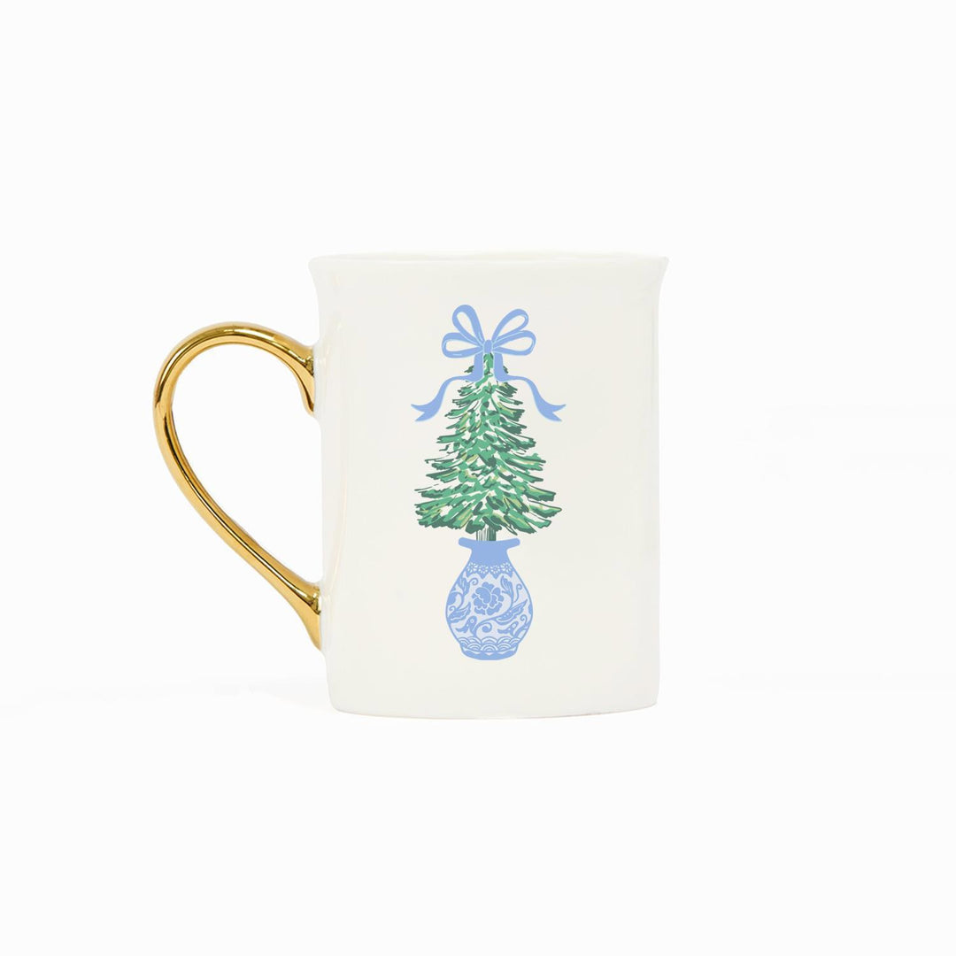 Gold Handle Mug Winter Pines