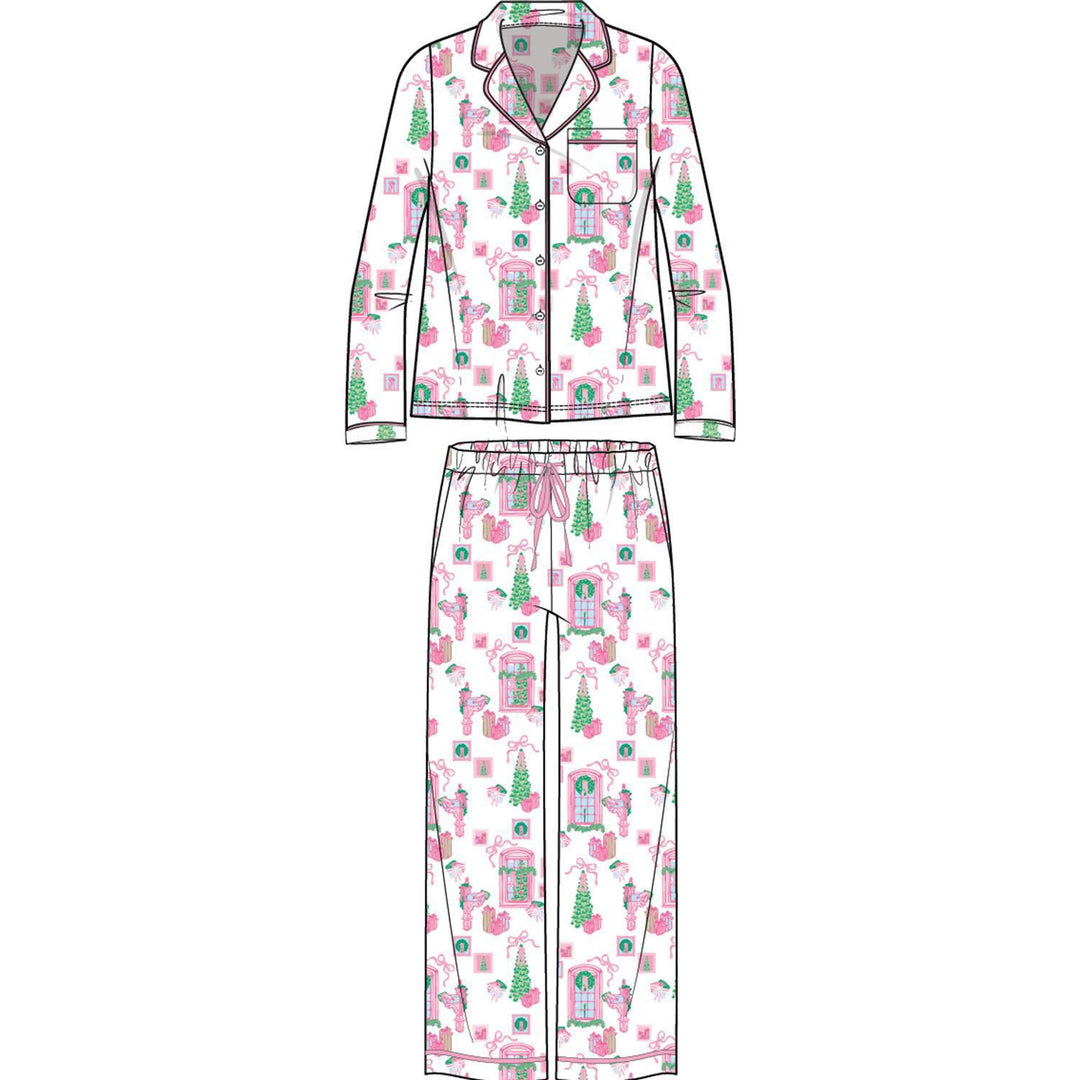 PJ Charlotte LSLP Chrstms Ctt Wht PK S-L
