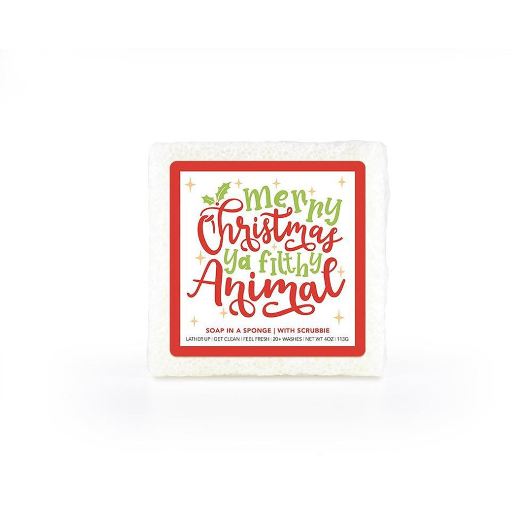 Merry Christmas Ya Filthy Animal Soap in a Square Sponge 20+ washes