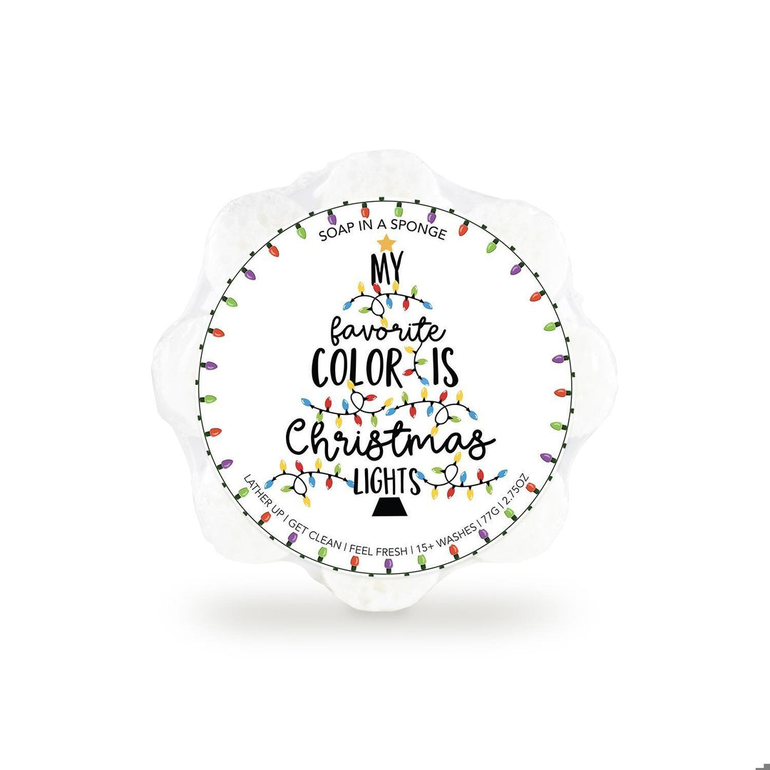 My Favorite Color is Christmas Lights Shower Sponge 15+ washes