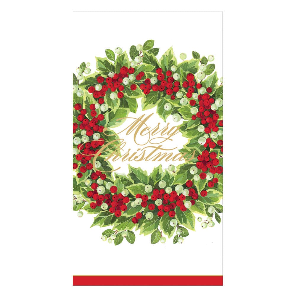Holly and Berry Wreath Merry Christmas Napkin