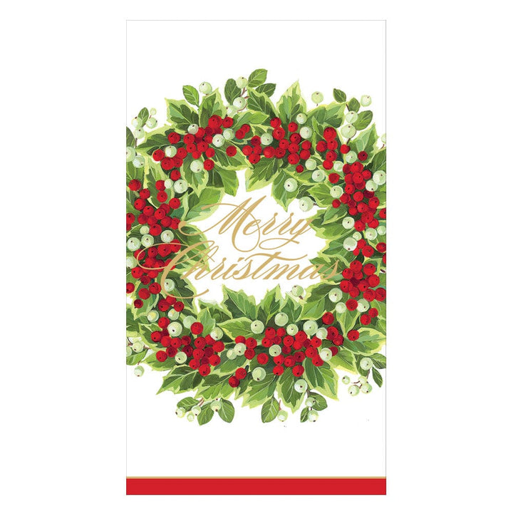 Holly and Berry Wreath Merry Christmas Napkin
