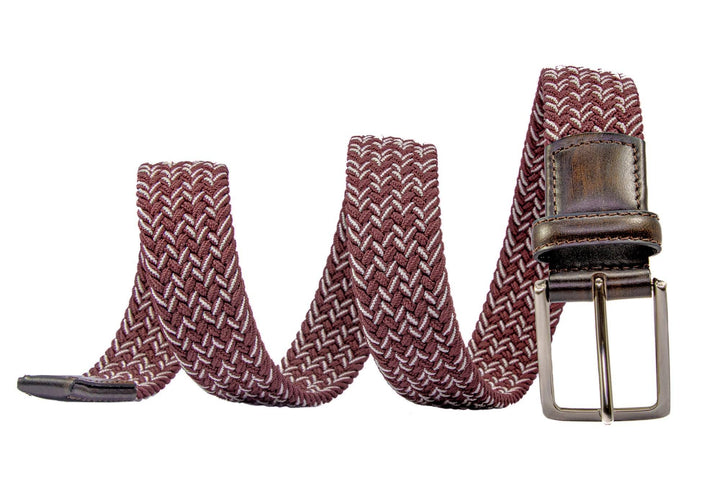 Braided Stretch Woven Maroon and Gray Keychain
