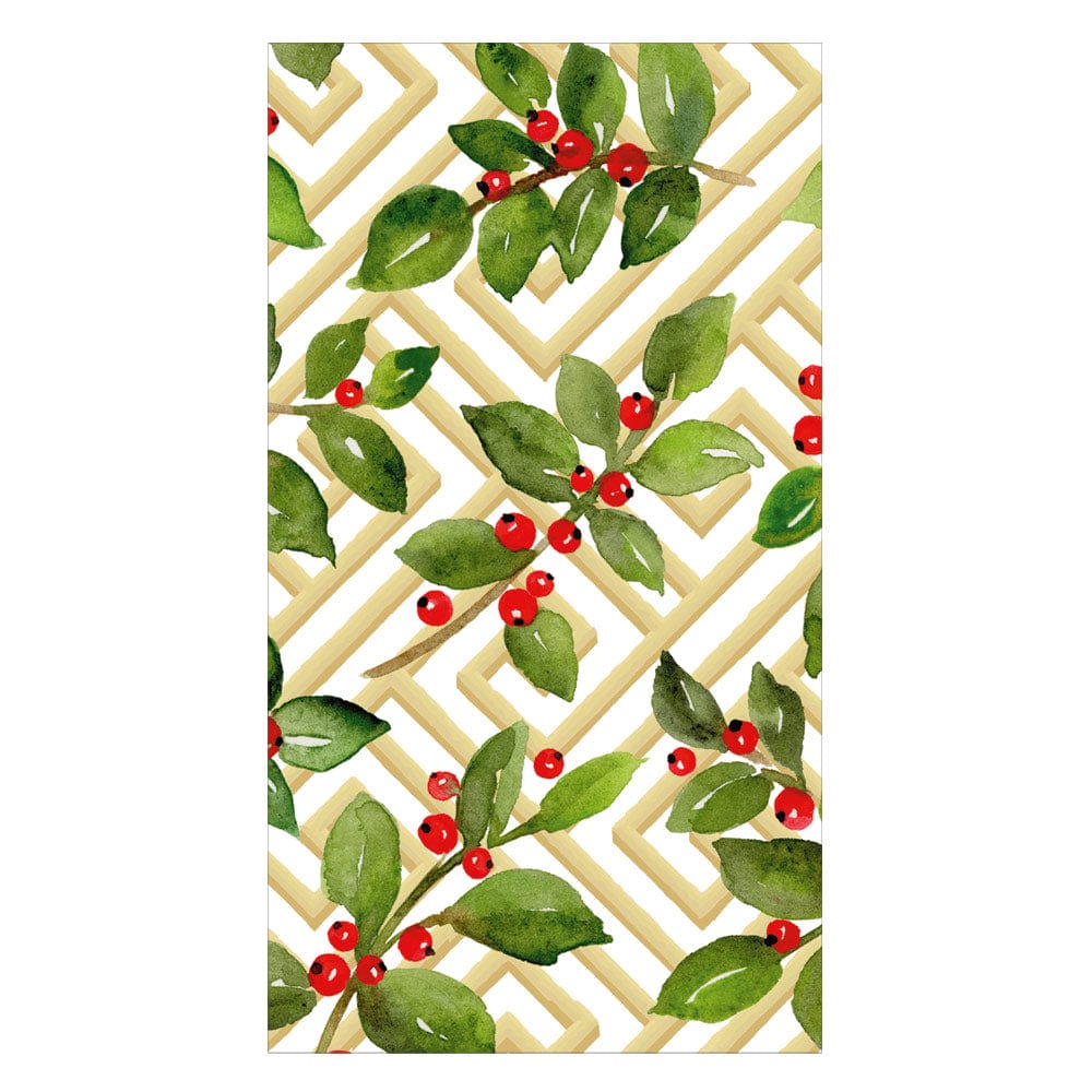 Holly And Fretwork White Napkin