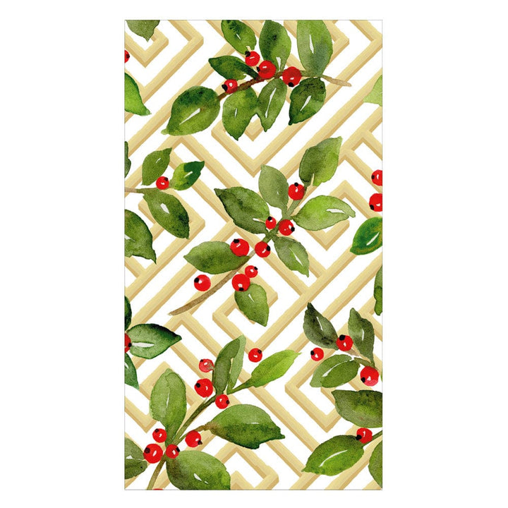 Holly And Fretwork White Napkin