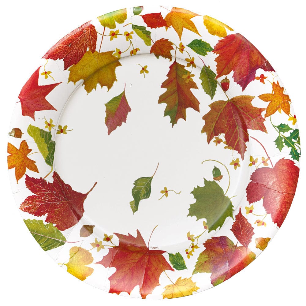 Swirling Leaves White Paper Plates