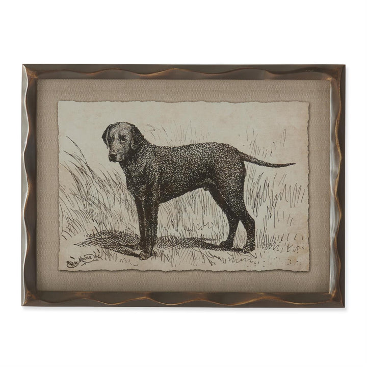 11.75 Inch Ornate Brown Wood Framed Dog Prints