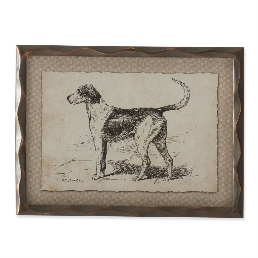 11.75 Inch Ornate Brown Wood Framed Dog Prints