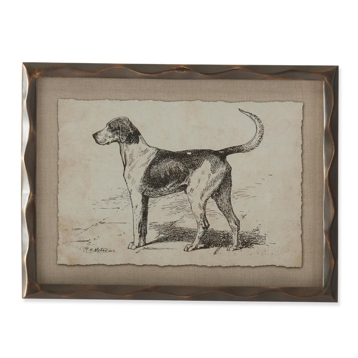 11.75 Inch Ornate Brown Wood Framed Dog Prints
