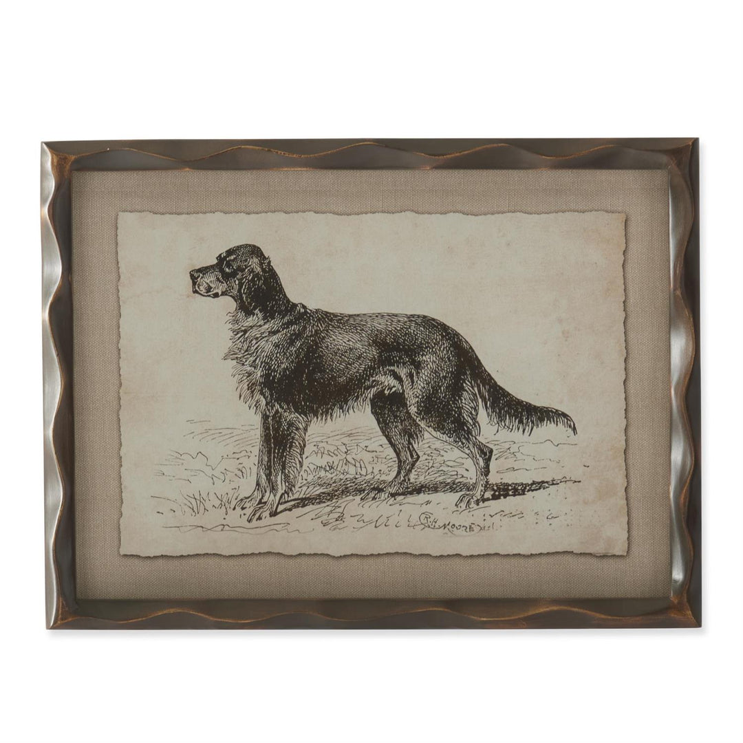 11.75 Inch Ornate Brown Wood Framed Dog Prints
