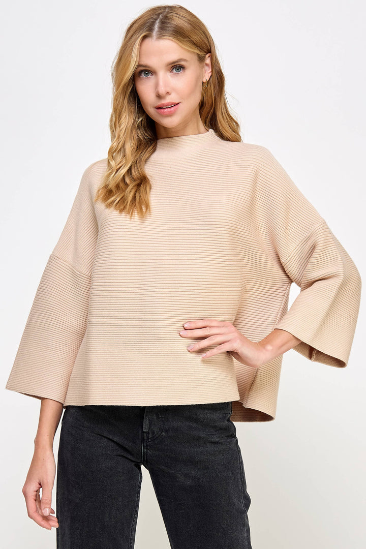 Almond Quater Sleeve Sweater