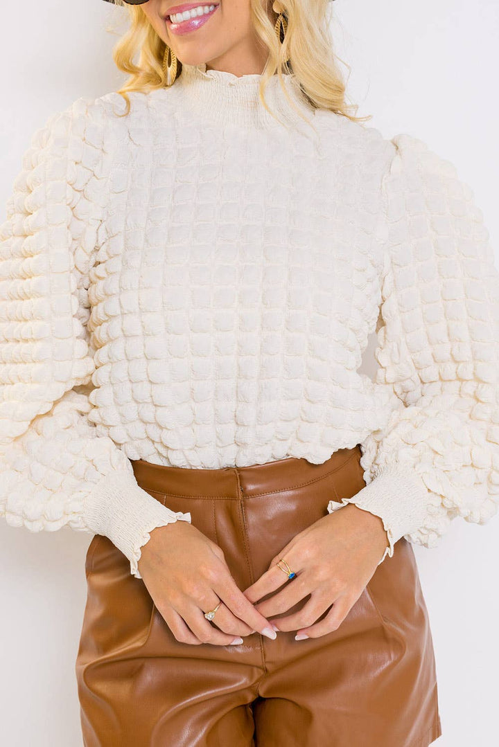 Textured Puff Sleeve Blouse