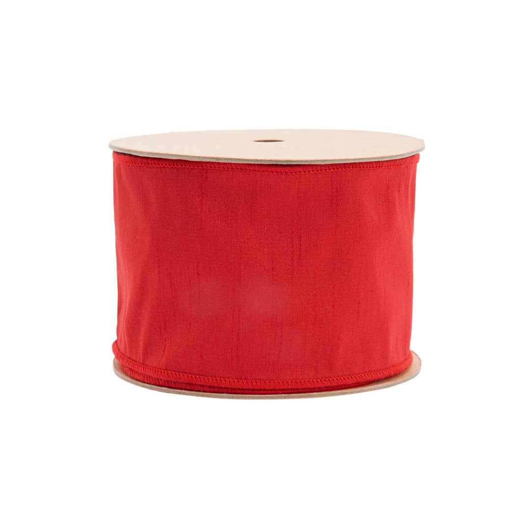 Red Wired Dupioni Ribbon | 10 Yard Roll