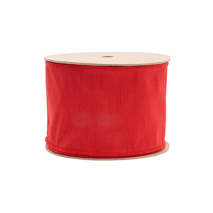 Red Wired Dupioni Ribbon | 10 Yard Roll