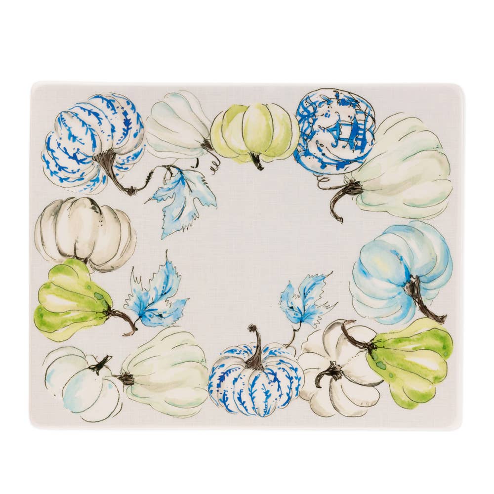 Chinoiserie Pumpkins Rectangle Ceramic Plate Fall