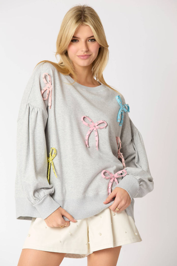 Color 3D Bow Sweatshirt