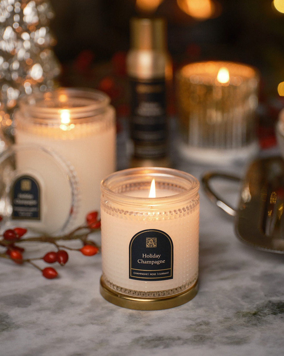 Holiday Champagne | Textured Glass Candle