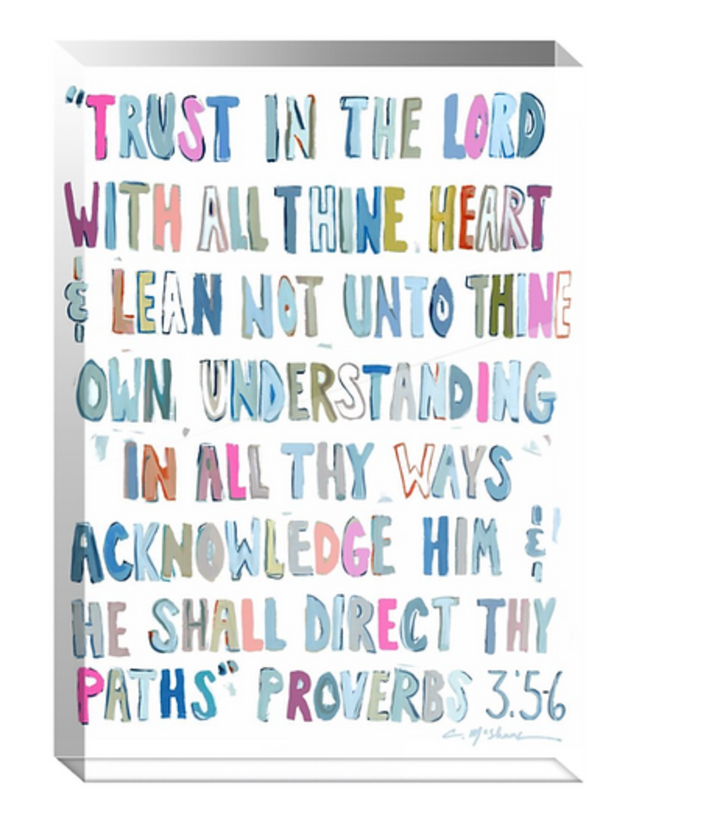"Proverbs 3: 5-6" Acrylic Shelf Sitter