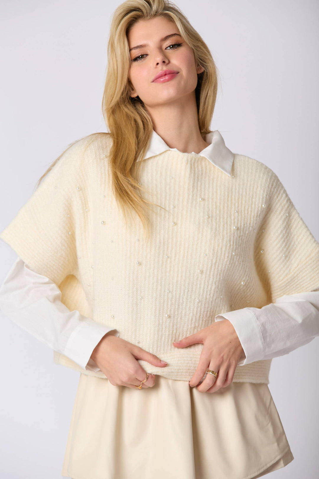 Pearl Embellished Dolman Sleeve Sweater