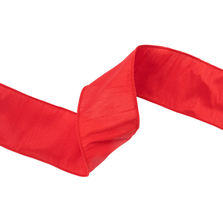 Red Wired Dupioni Ribbon | 10 Yard Roll