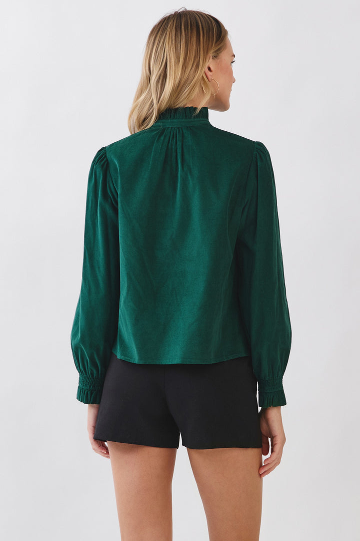 Green Corduroy Button Down Top