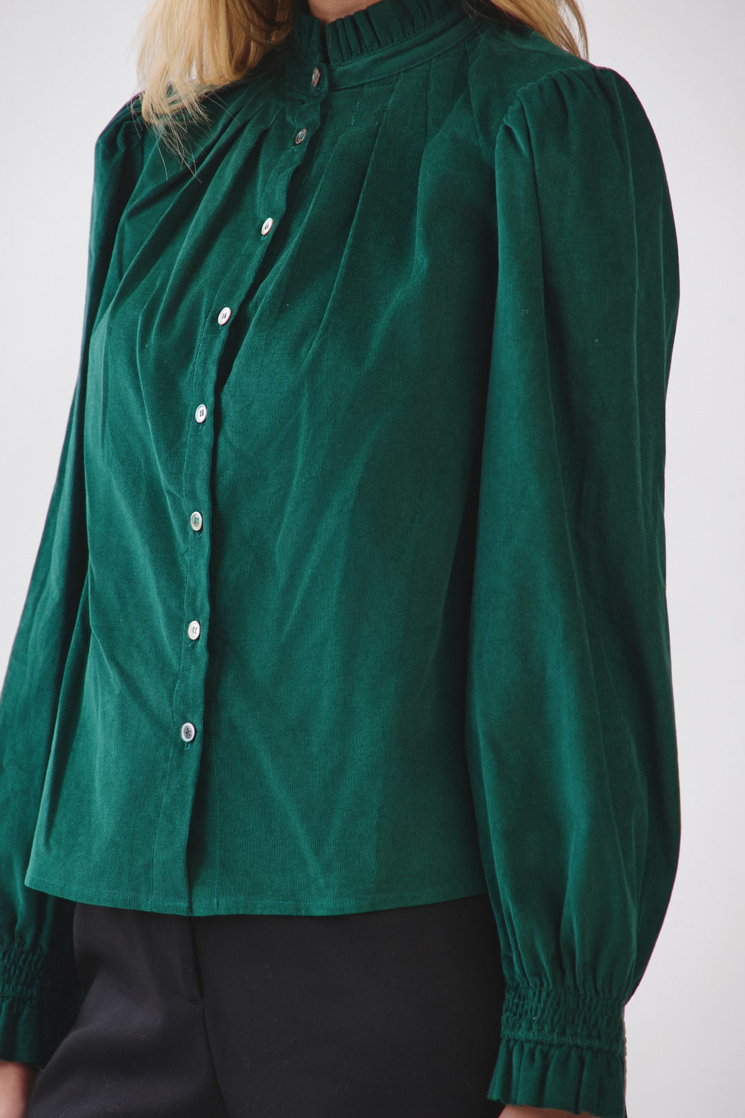 Green Corduroy Button Down Top