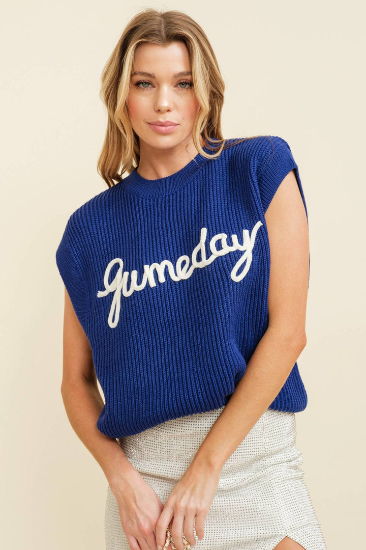 Game Day Sleeveless Sweater Top