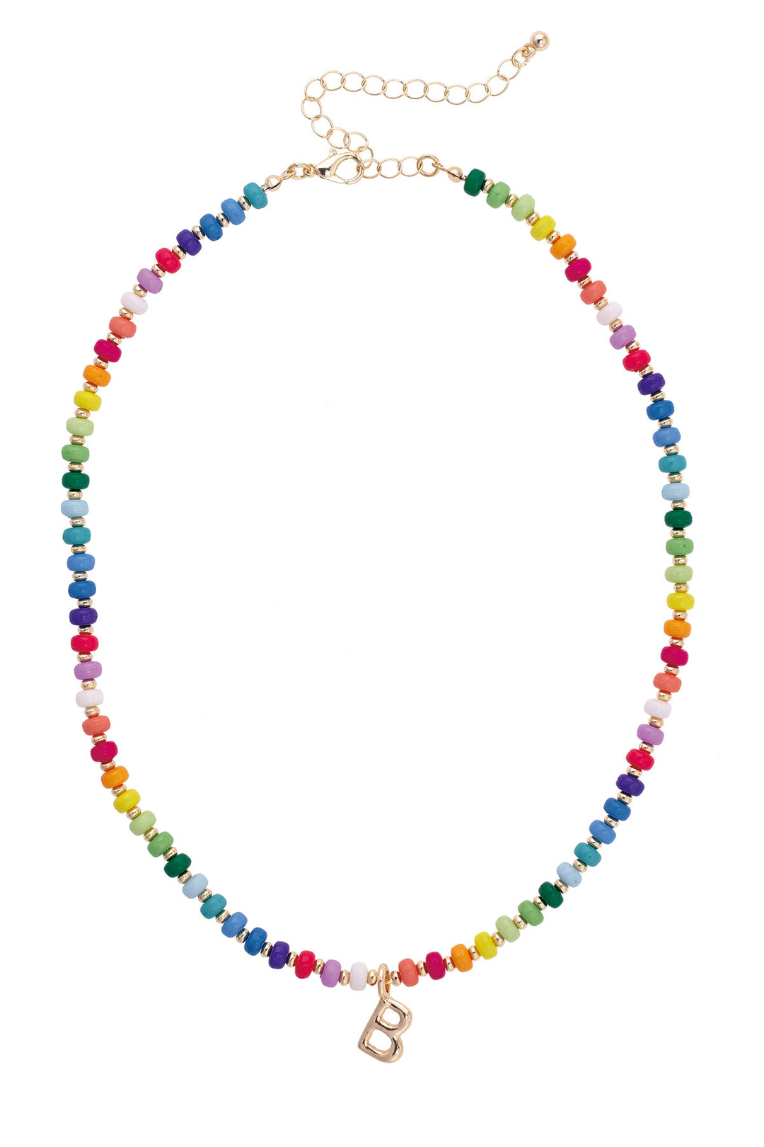 Rainbow Beaded Initial Necklace
