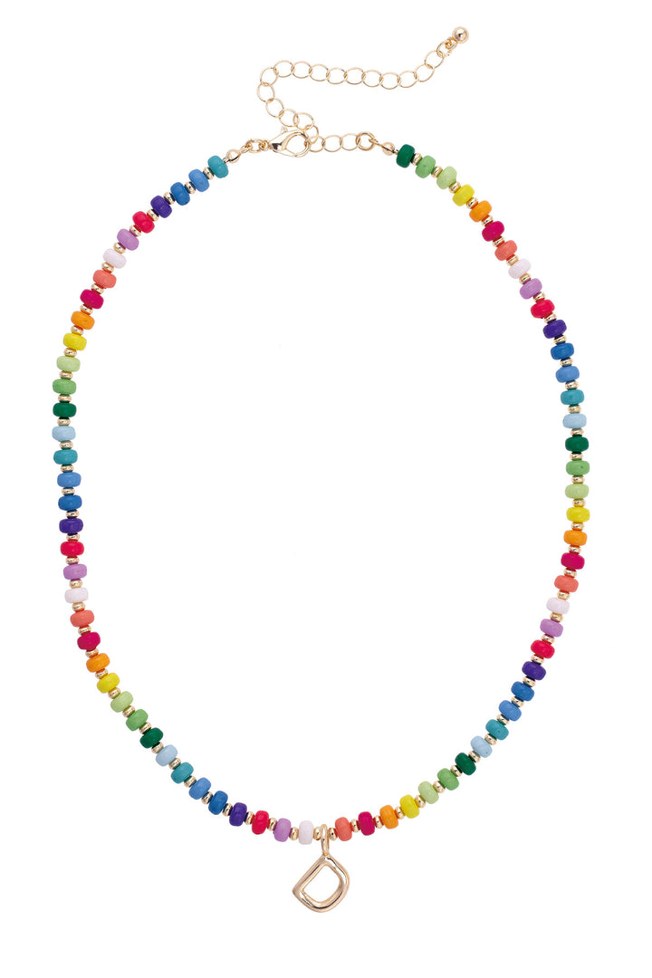 Rainbow Beaded Initial Necklace