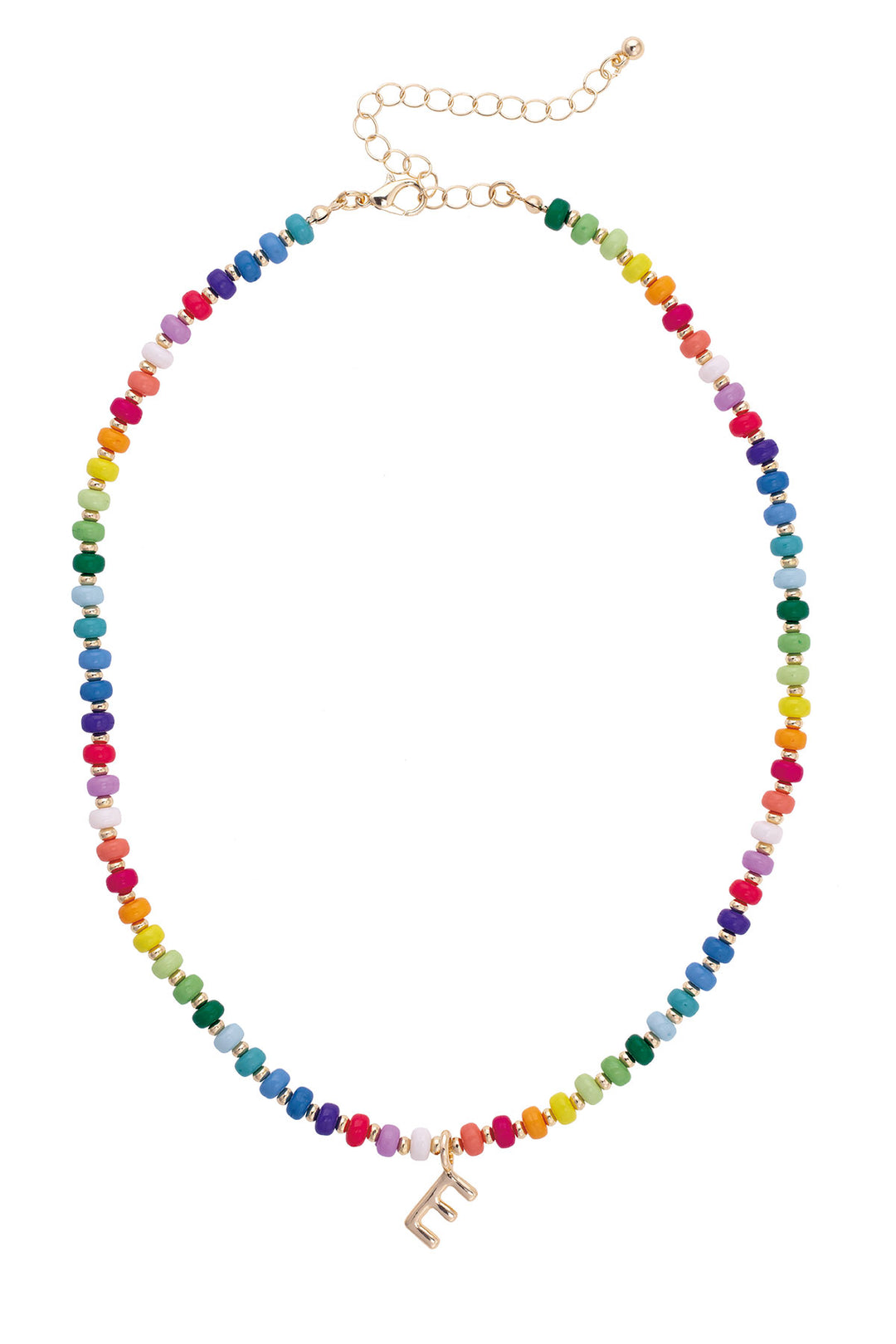 Rainbow Beaded Initial Necklace