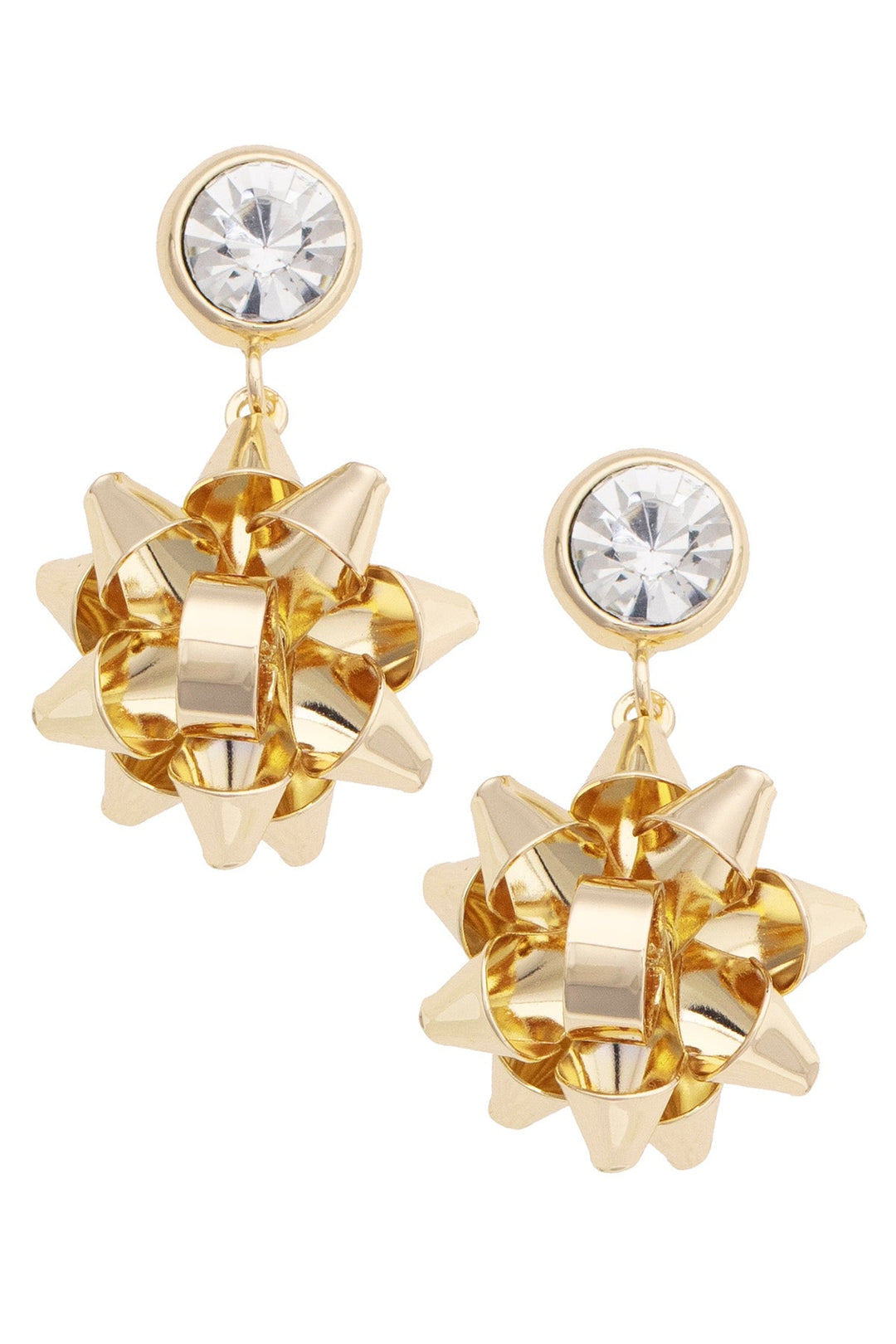 Rhinestone Bezel Bow Earrings