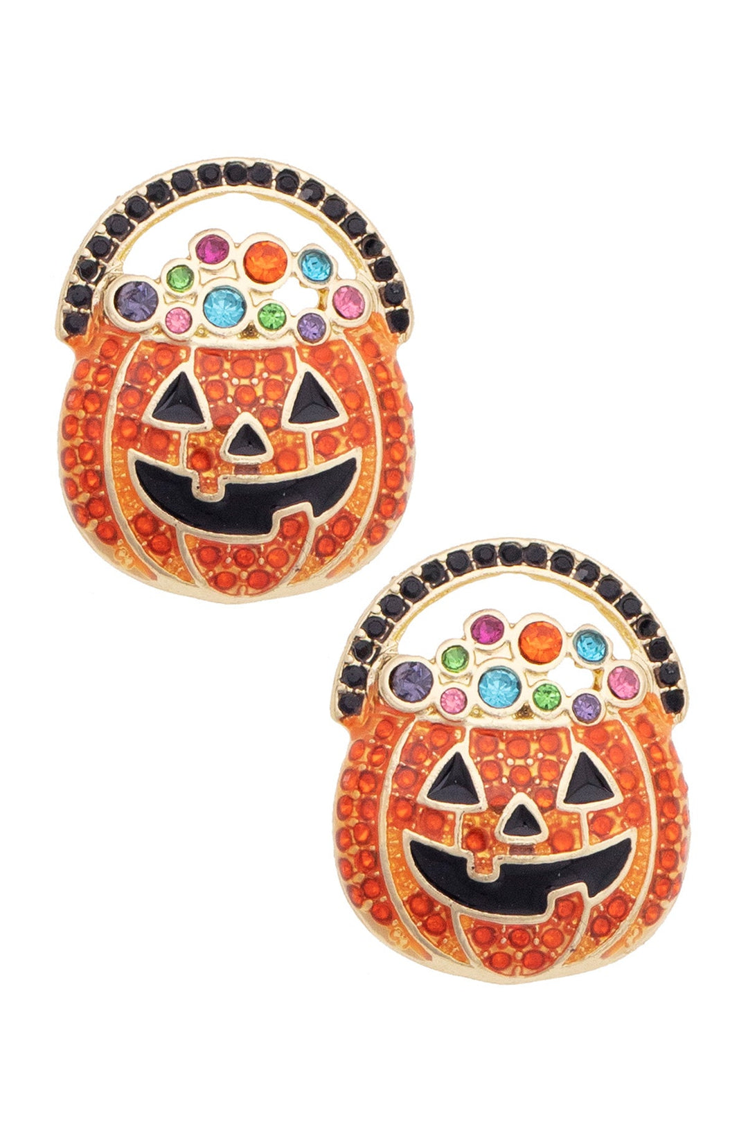 Jeweled Jack-O'-Lantern Earrings