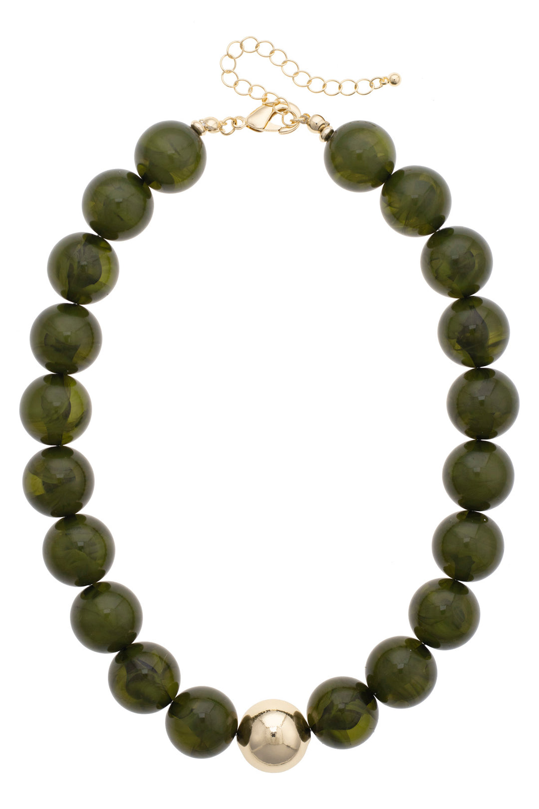 Marjorie Beaded Necklace in Dark Green