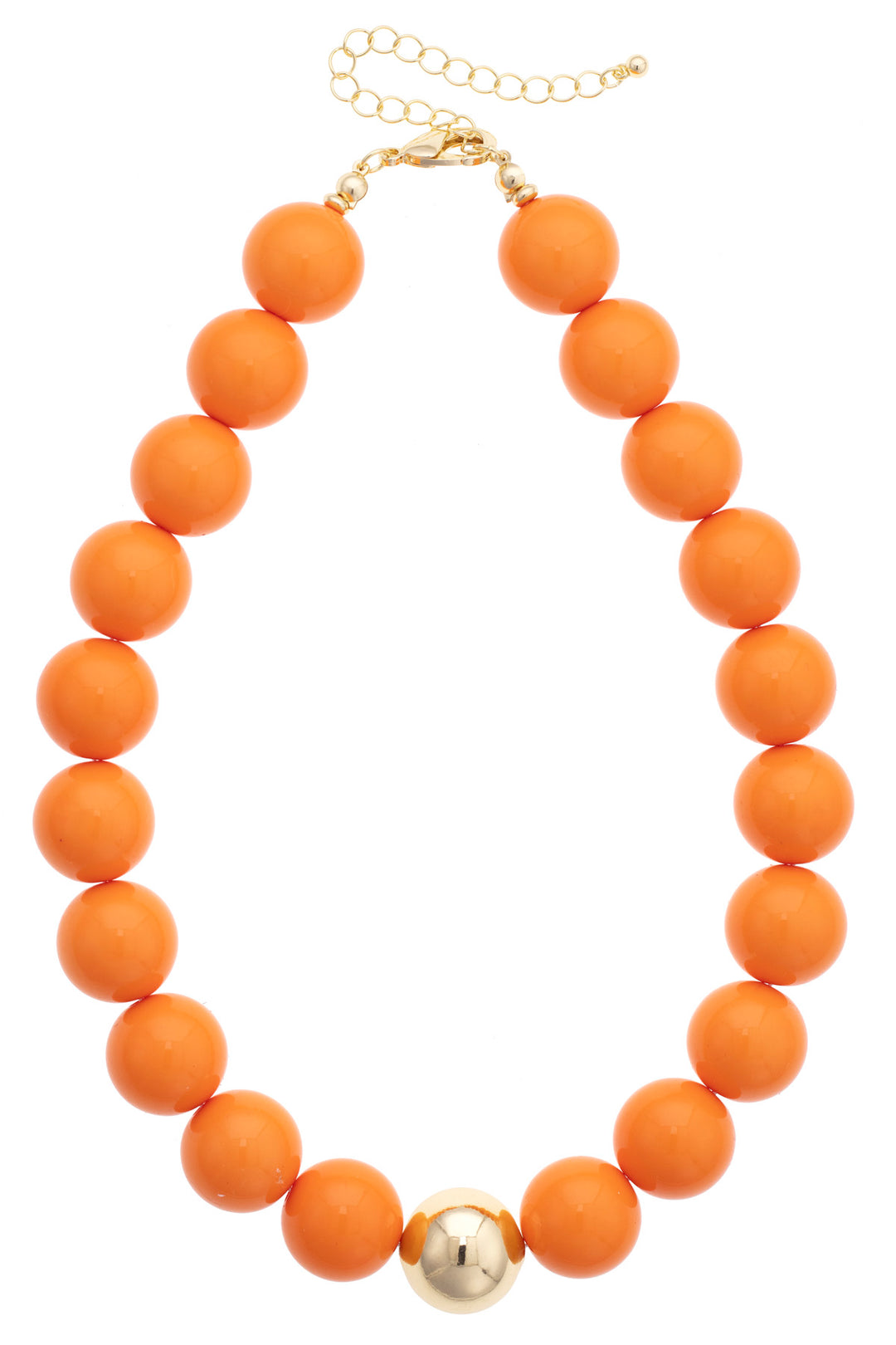 Orange Chunky Beaded Ball Necklace