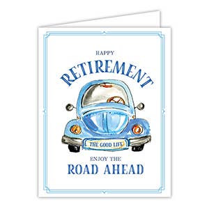 Happy Retirement Enjoy The Road Ahead Blue Car Greeting Card
