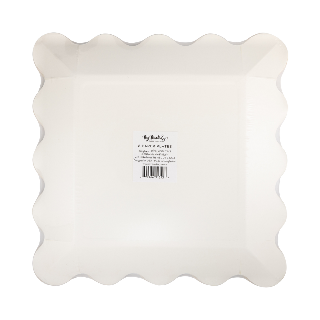 Gingham Scalloped Square Paper Plates