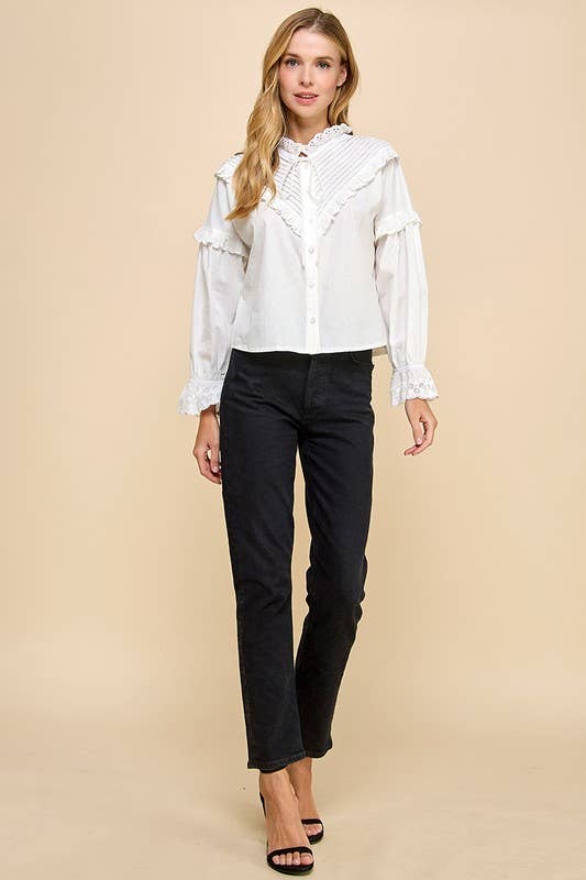 Eyelet Lace Button Up Blouse