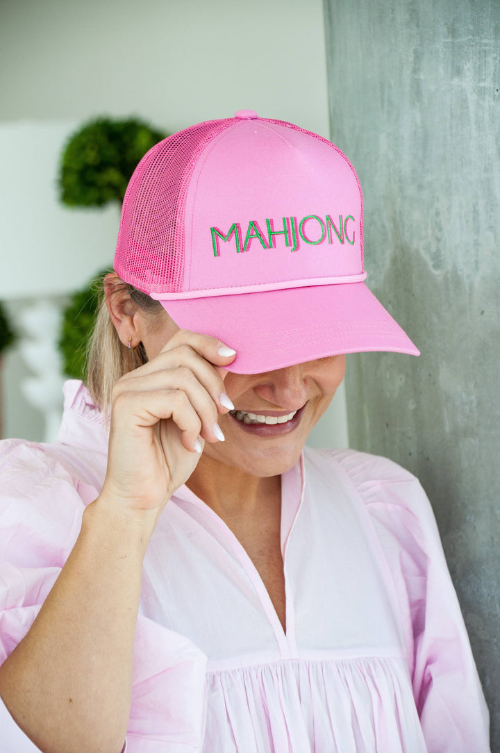 Pink Stitched Mahjong Hat