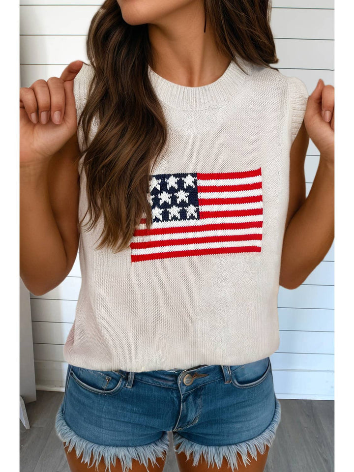 American Flag Sleeveless Sweater