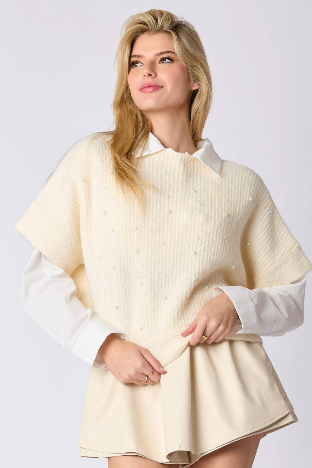 Pearl Embellished Dolman Sleeve Sweater