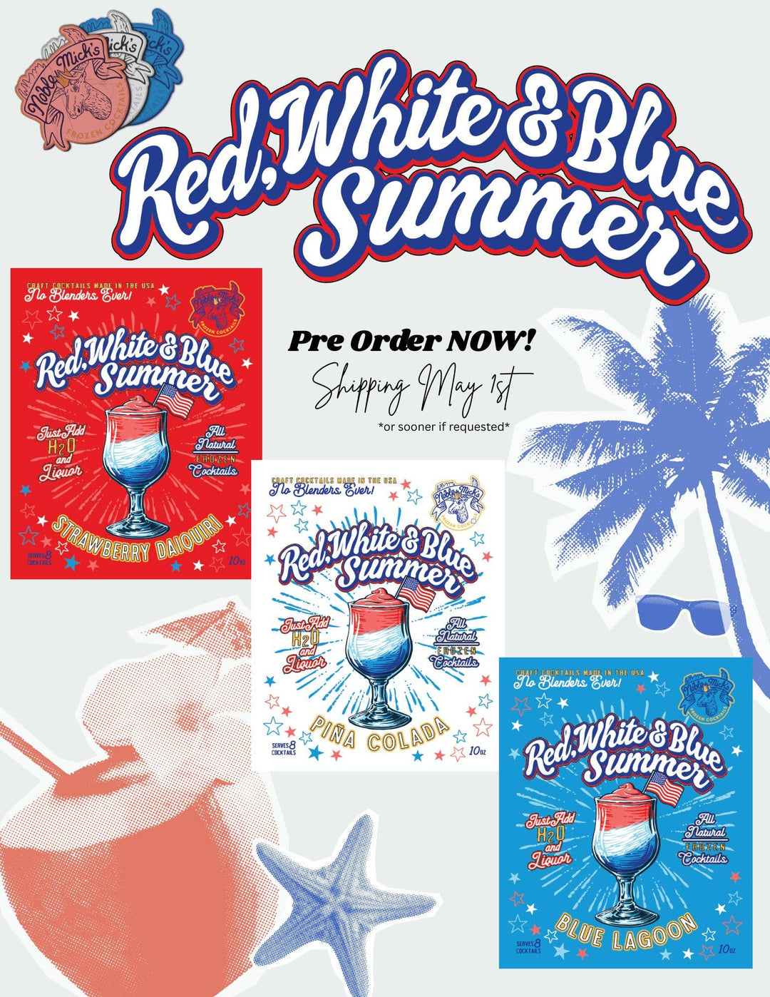 Red, White & Blue Summer Blue Lagoon Frozen Cocktail
