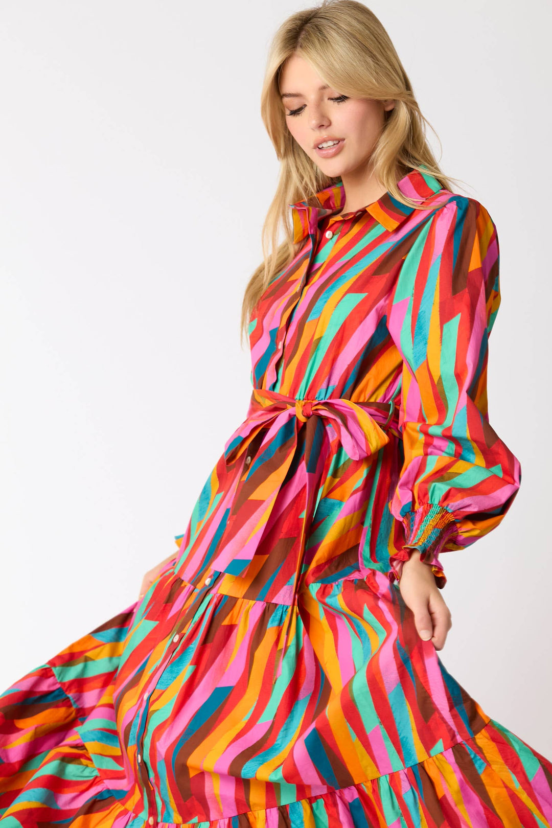 Geometric Printed Shirt Dress