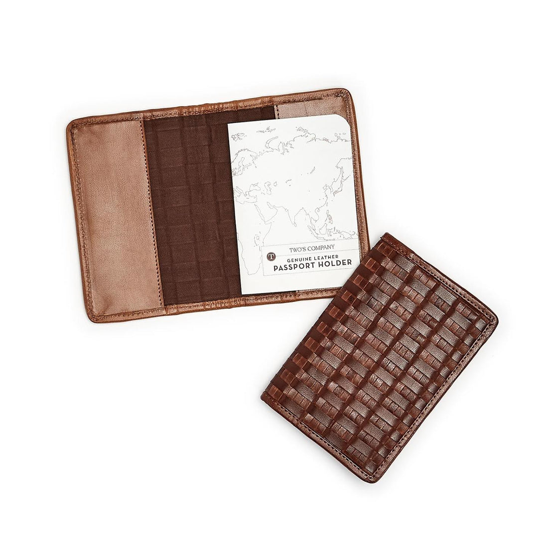 Leather Woven Passport Cover