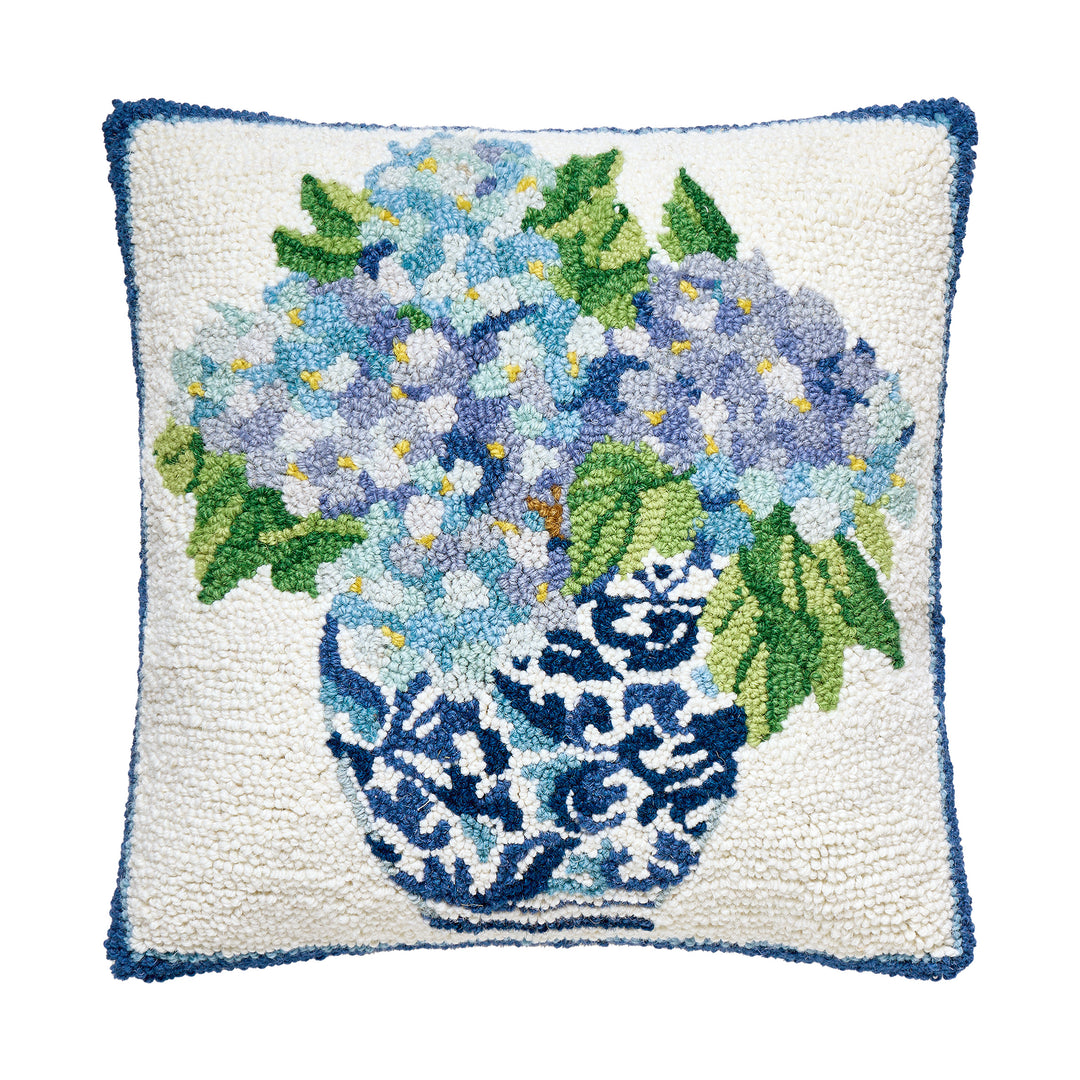 Hydrangea In Blue Hooked Pillow