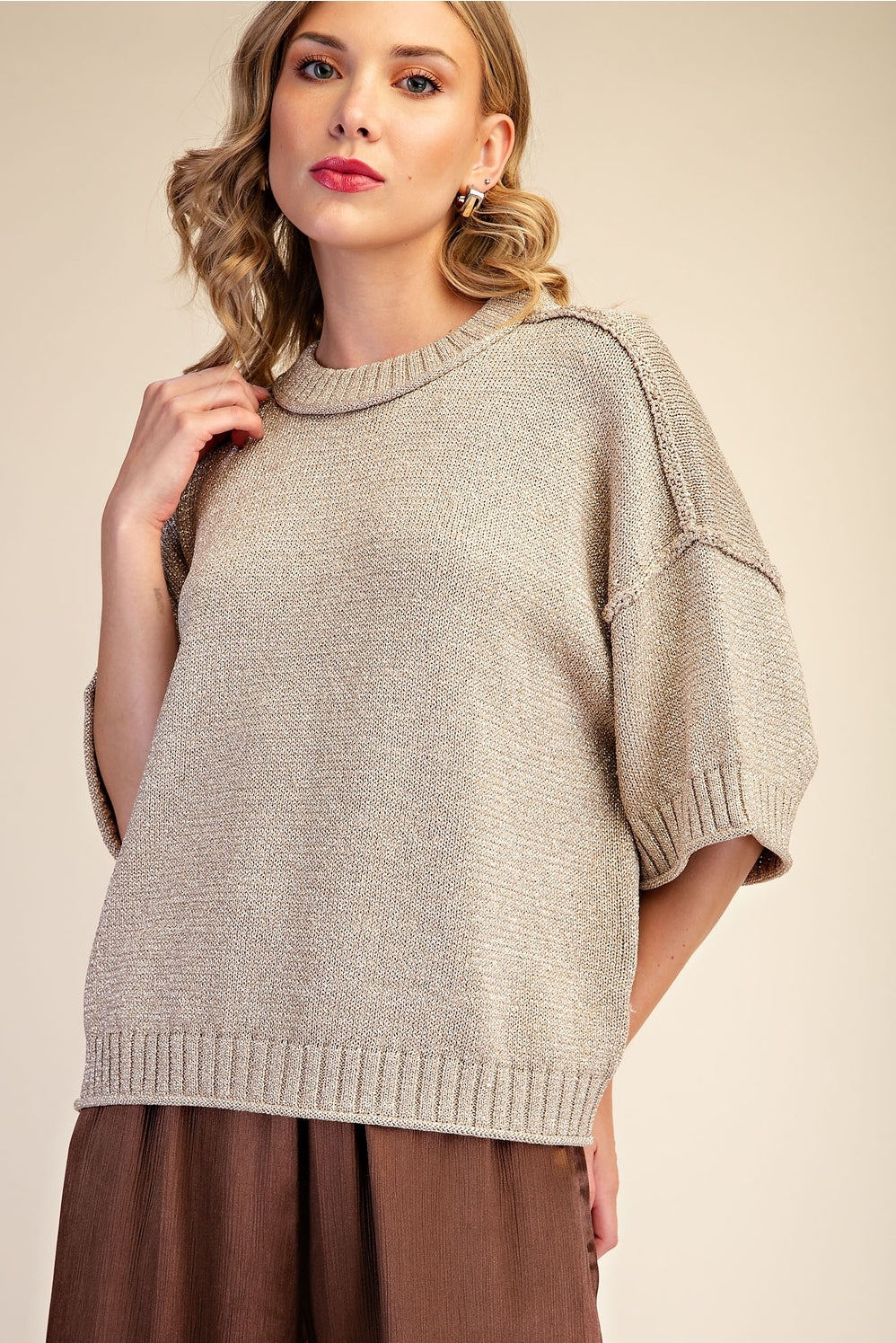 Champagne Metallic Sweater