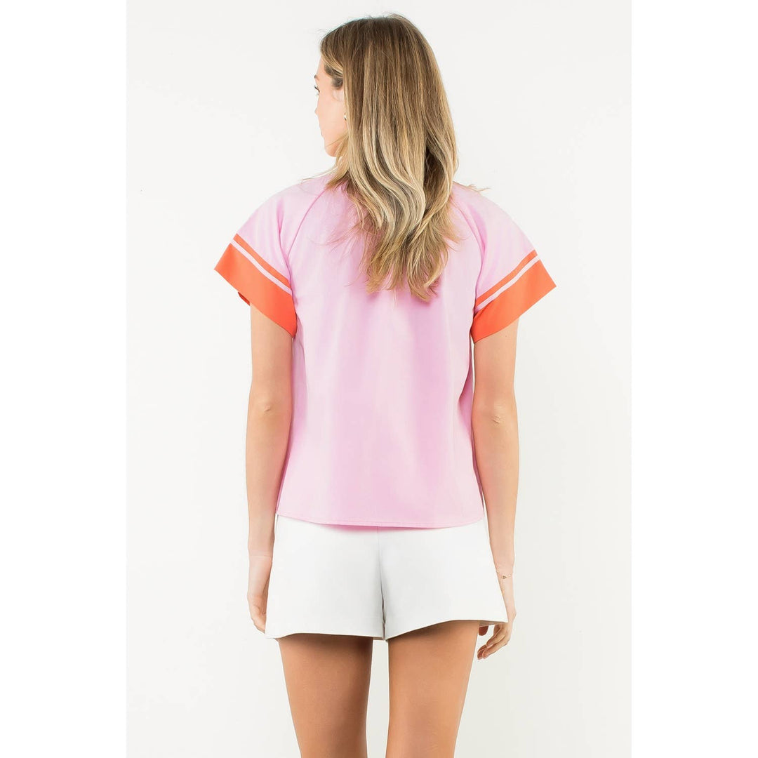 Orange Trim Short Sleeve Top