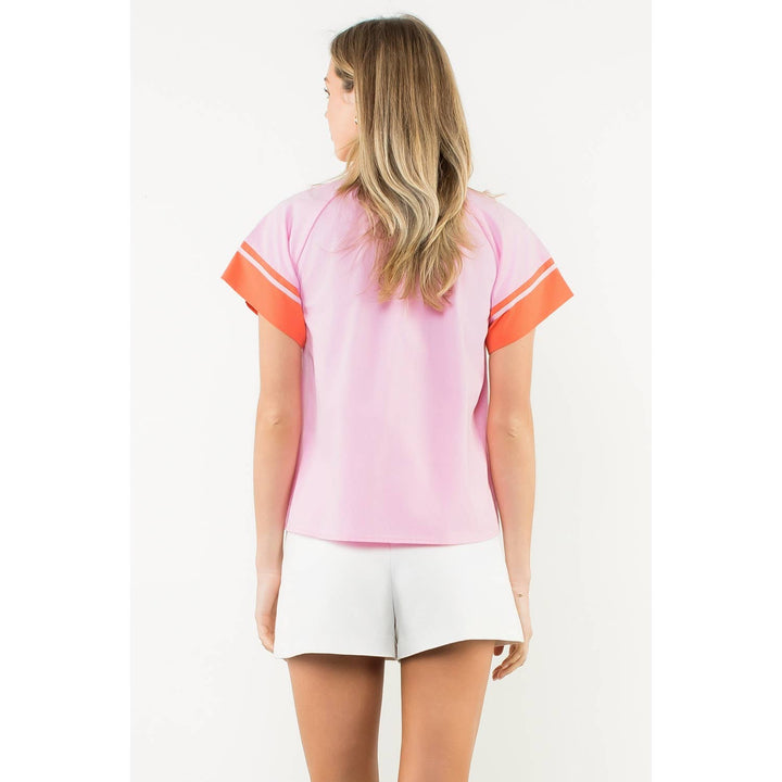 Orange Trim Short Sleeve Top