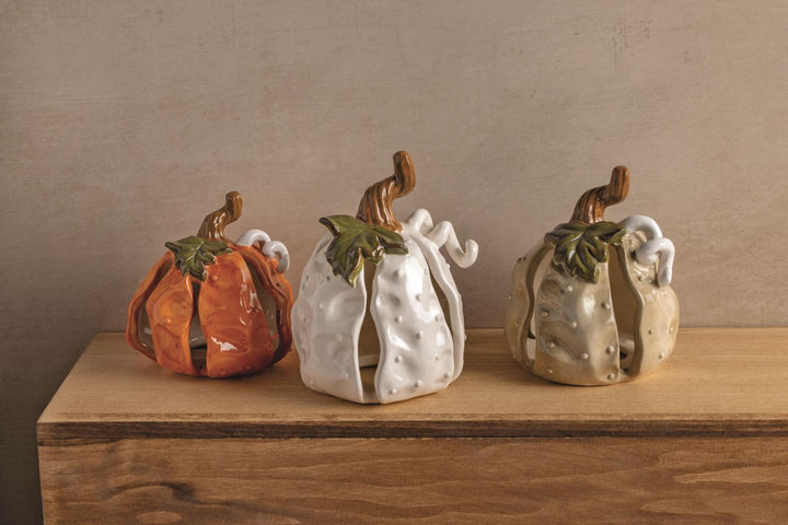 Stoneware Dotted Pumpkins