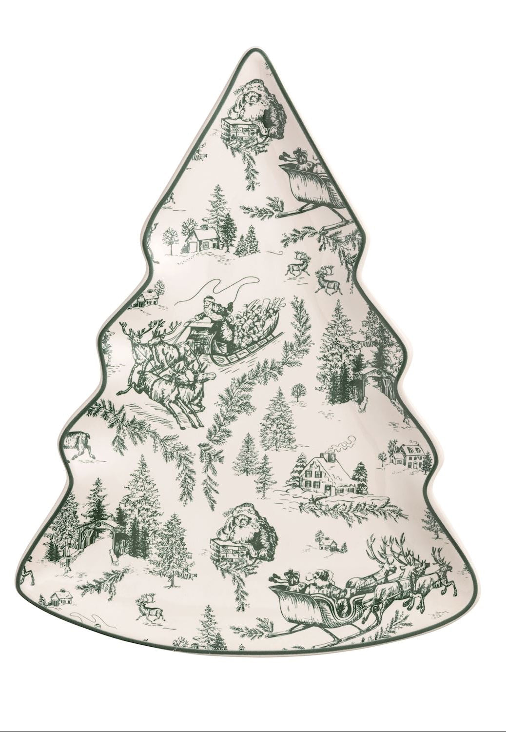 Green Toile Tree Platter